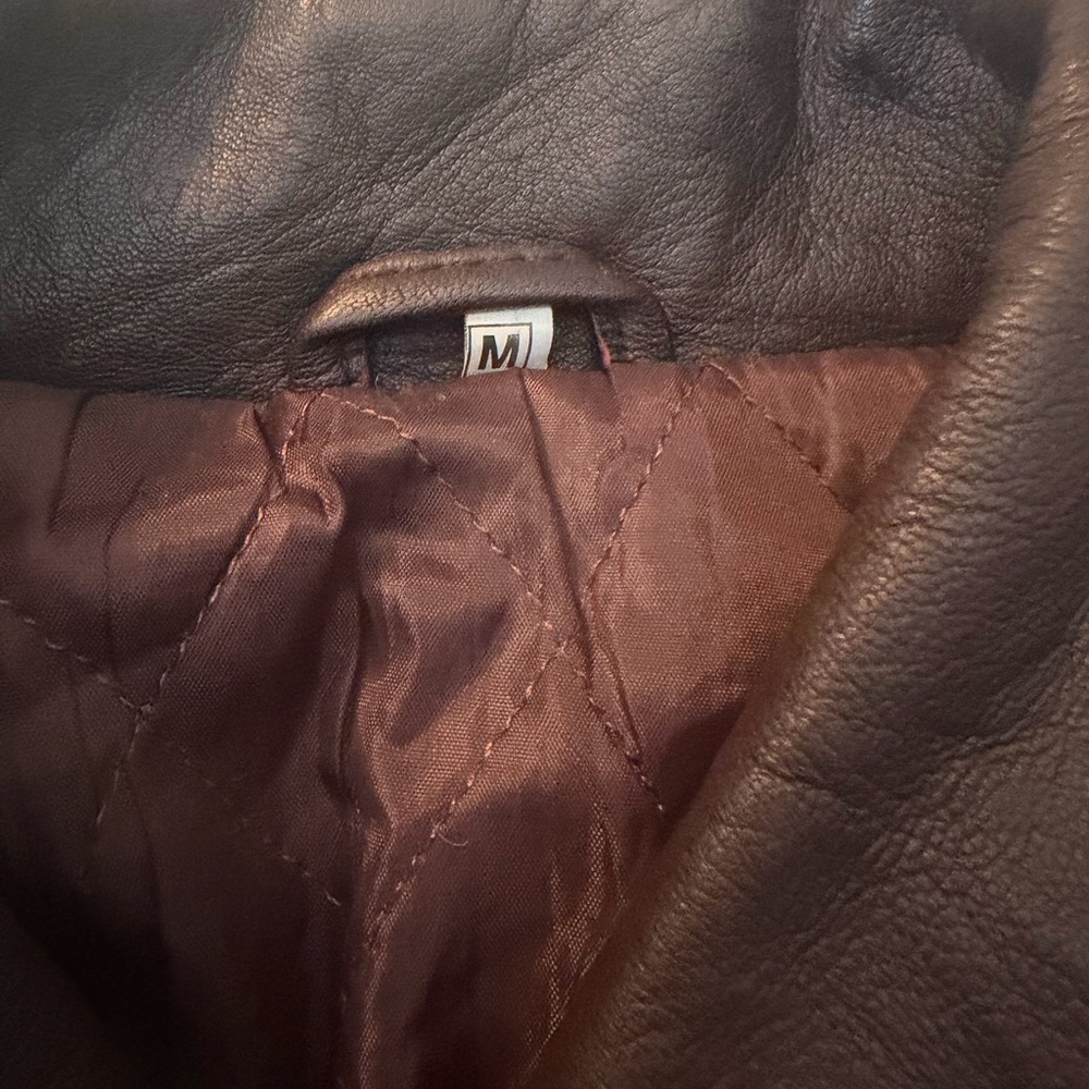 Men's Brown Leather bomber Jacket - Picture 2 of 6